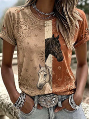 Women's Western Horse Short-sleeved T-shirt
