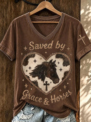 Women's Saved By Grace & Horse Short-sleeved T-shirt