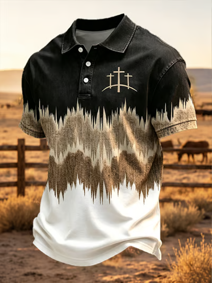 Men's Western-style Faith print polo shirt
