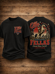 Men's Retro Western Ella's Fellas Club Cowboy Print Casual Tee