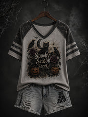 Women's Halloween Print V-neck short-sleeved T-shirt