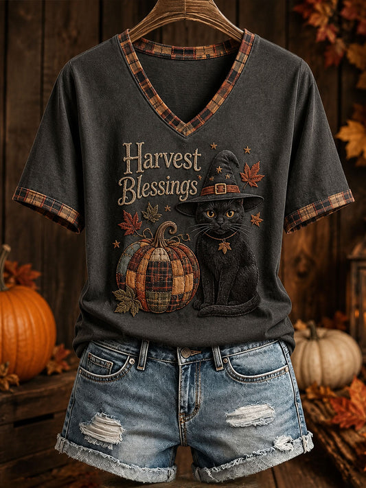 Women's Halloween Black Cat T-Shirt