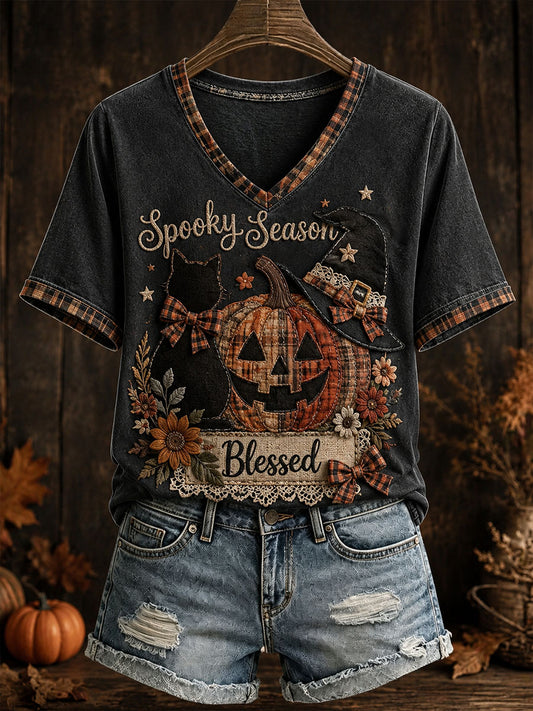 Women's Halloween Black Cat T-Shirt