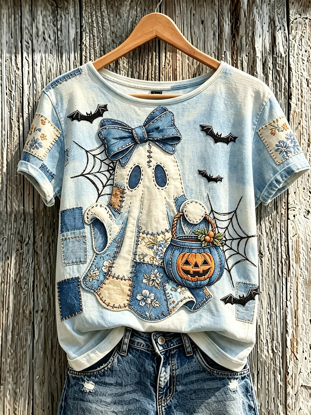 Women's retro Halloween theme pattern casual short-sleeve T-shirt