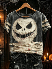 Women's retro Halloween Gothic print casual short-sleeve T-shirt
