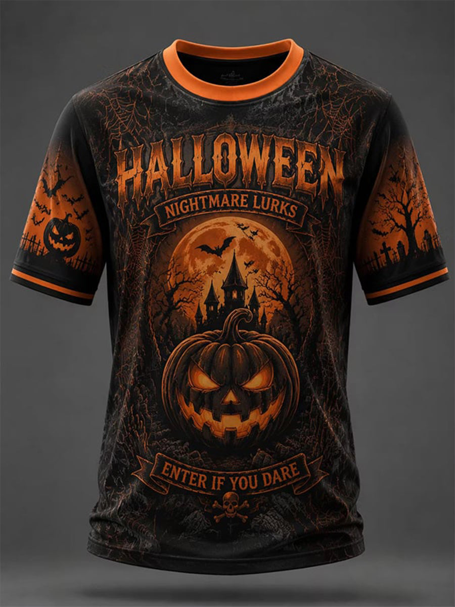 Men's 'Enter If You Dare' Halloween Casual T-shirt