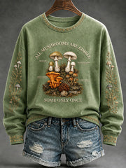Women's "All Plants Are Edible Some Only Once" Floral Print Casual Regular Sweatshirt