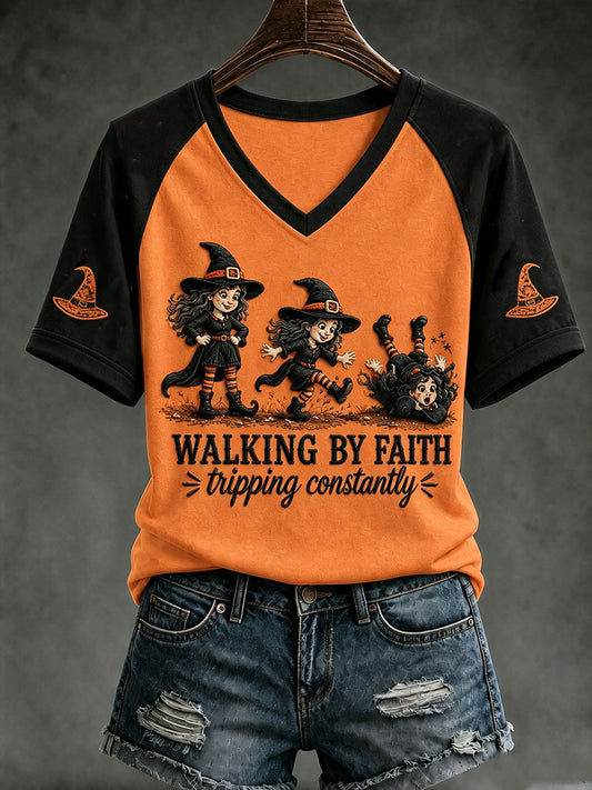 Women's Halloween Witch V-neck T-shirt