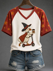 Women's Halloween Duck Print Casual T-shirt