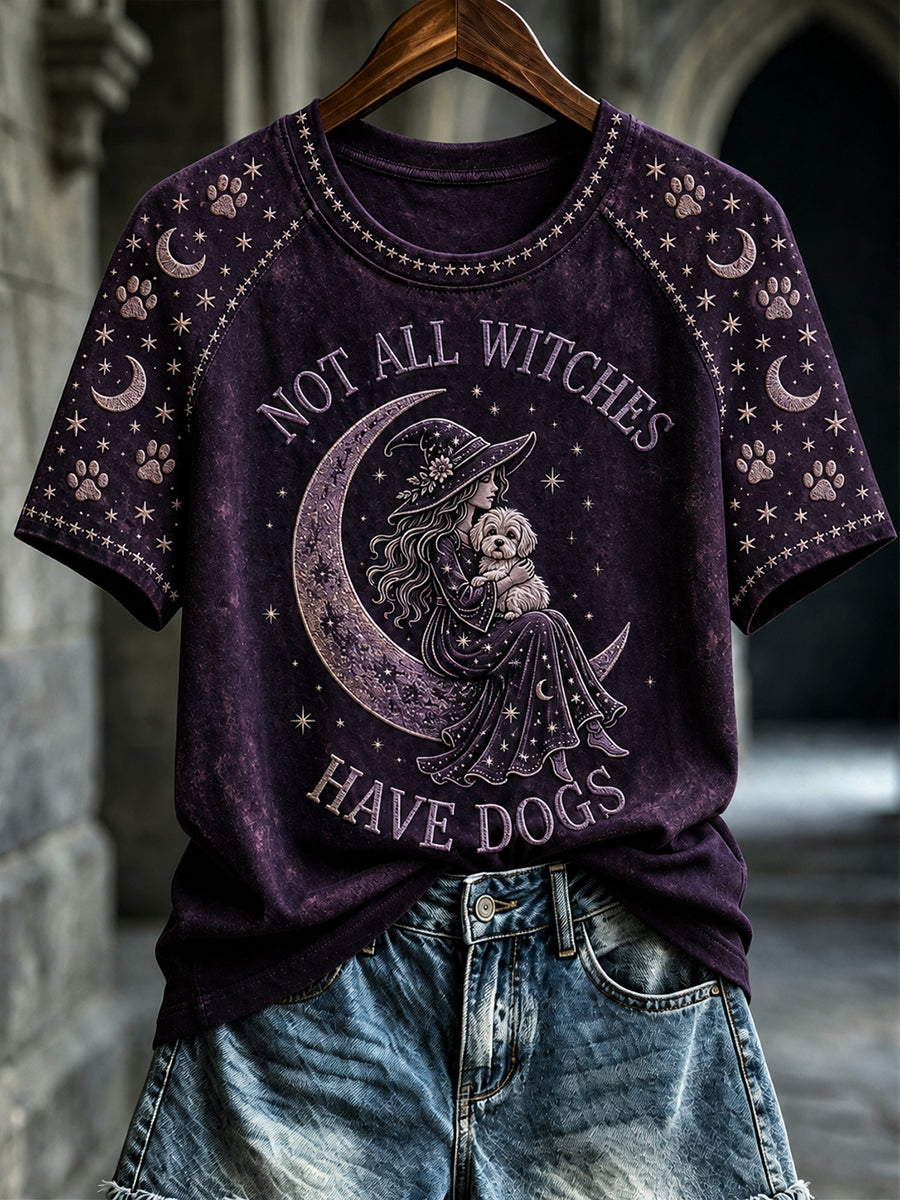 Women's Not All Witches Have Dogs Maltese Print Short Sleeve T-shirt