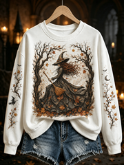 Women's Halloween witch print Regular Sweatshirt