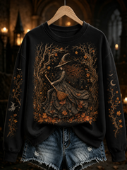 Women's Halloween witch print Regular Sweatshirt