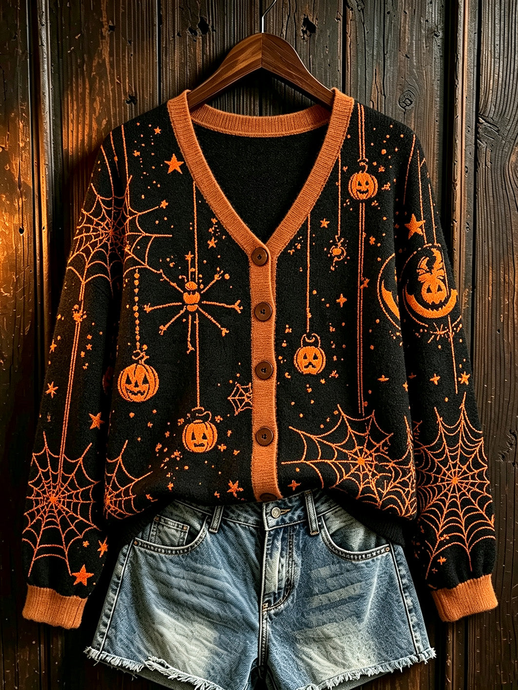 Women's Halloween element printed casual cardigan