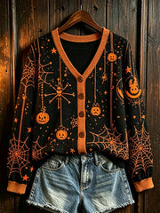 Women's Halloween element printed casual cardigan