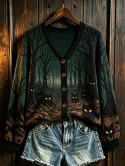 Women's Halloween element printed casual cardigan