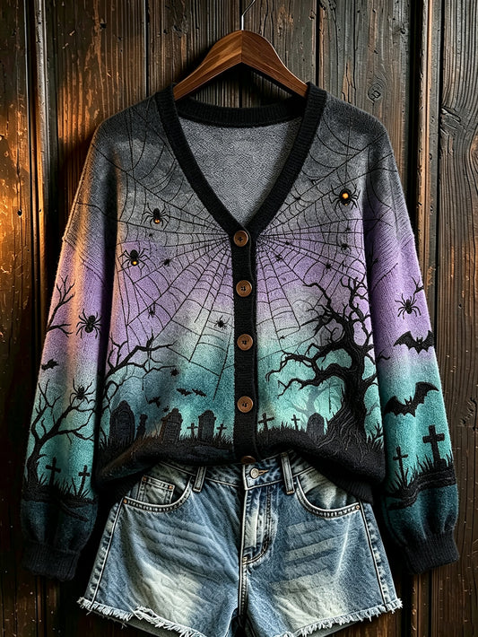 Women's Halloween element printed casual cardigan
