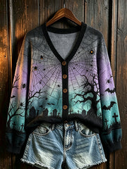 Women's Halloween element printed casual cardigan
