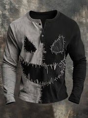 Men's Halloween Patchwork Print Casual Long Sleeve T-Shirt
