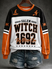Women's Halloween witch print Regular Sweatshirt