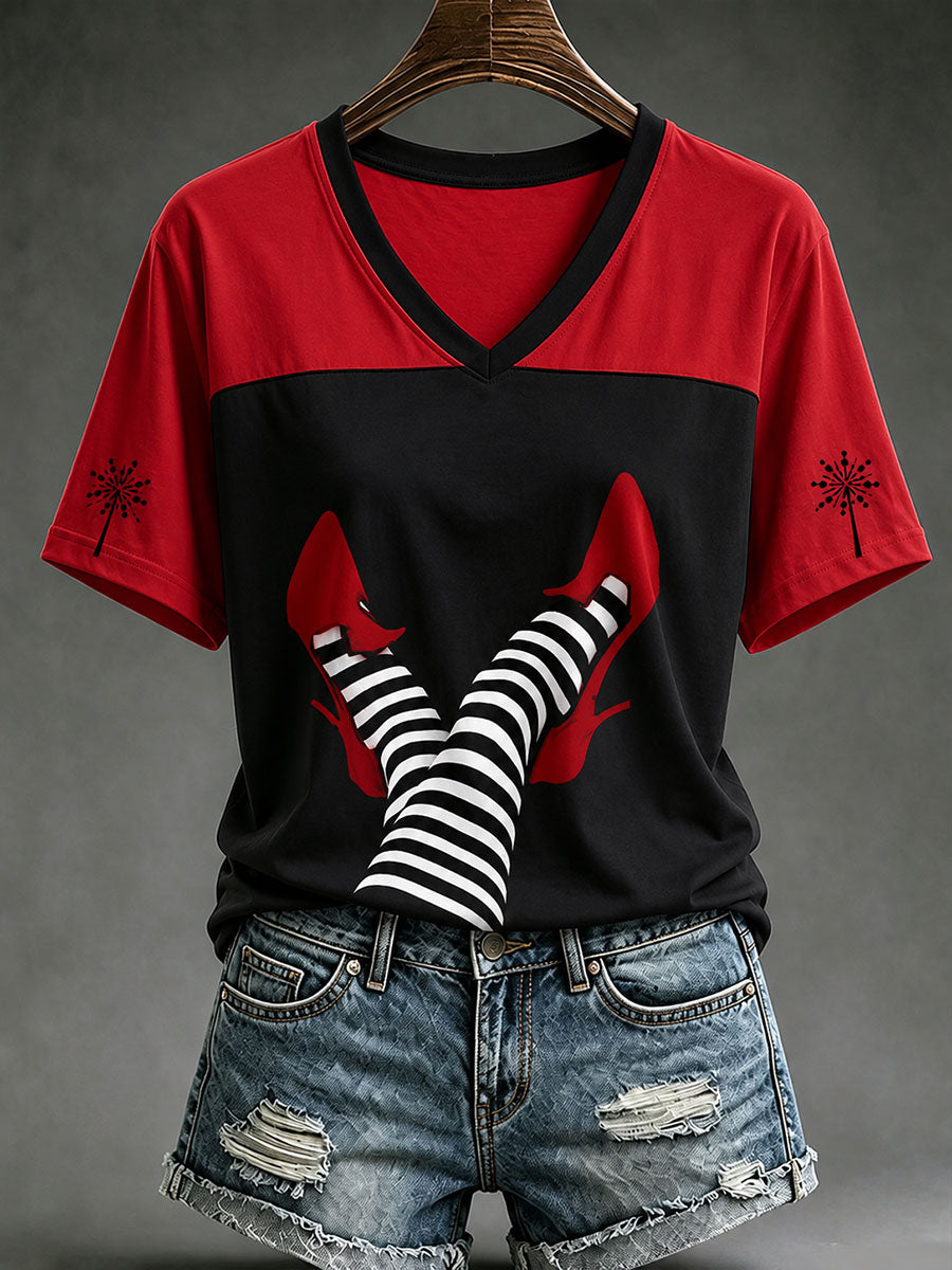 Women's Halloween Witch Legs Short-sleeved T-shirt