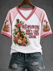 Women's Famous Singer Memorial V-neck Off-shoulder Short-sleeved T-shirt