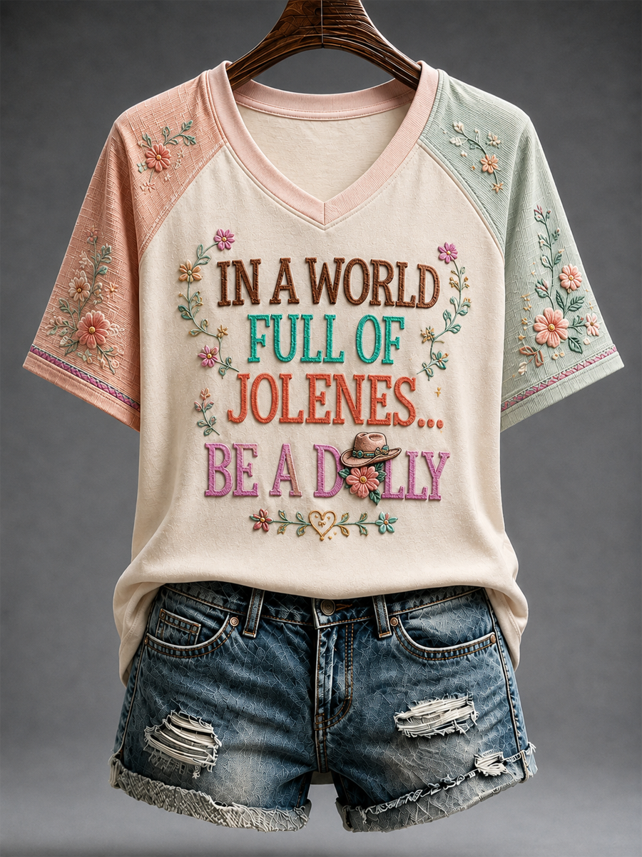 Women's Rip Country Music Lover Printed V-neck off-shoulder short-sleeved T-shirt