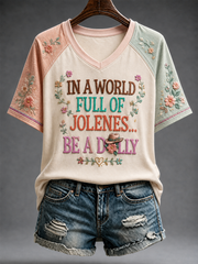 Women's Rip Country Music Lover Printed V-neck off-shoulder short-sleeved T-shirt