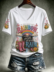 Women's Rip Country Music Lover Queen of Country Printed T-shirt