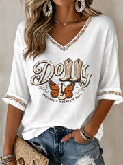 Women's Rip Country Music Lover Queen of Country Printed T-shirt