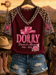 Women's Rip Country Music  Queen of Country Printed V-neck T-shirt