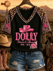 Women's Rip Country Music  Queen of Country Printed V-neck T-shirt