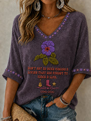 Women's Country Legend Tribute Mid-length Sleeves V-Neck T-Shirt