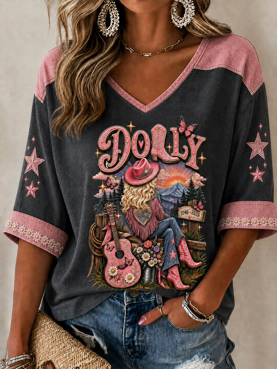 Women's Rip Country Music Lover Queen of Country Printed T-shirt