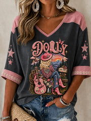 Women's Rip Country Music Lover Queen of Country Printed T-shirt
