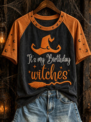 Women's Halloween theme Witch pattern casual short sleeve T-shirt