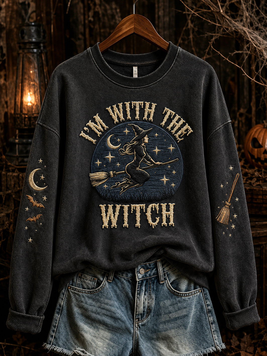 Women's Halloween theme Witch pattern casual sweatshirt
