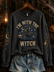Women's Halloween theme Witch pattern casual sweatshirt