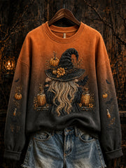 Women's Halloween theme witch  pattern clash color design casual sweatshirt