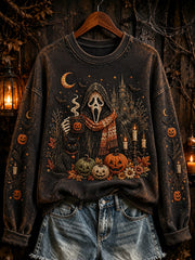Women's Halloween theme pattern casual sweatshirt
