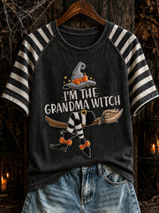Women's Halloween theme witch pattern casual short sleeve T-shirt