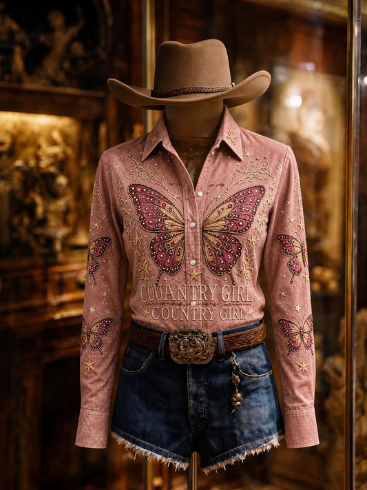 Women's Retro Color Block Western Design Shirt