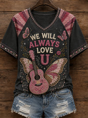 Women's Rip Country Music Lover Queen of Country Printed T-shirt