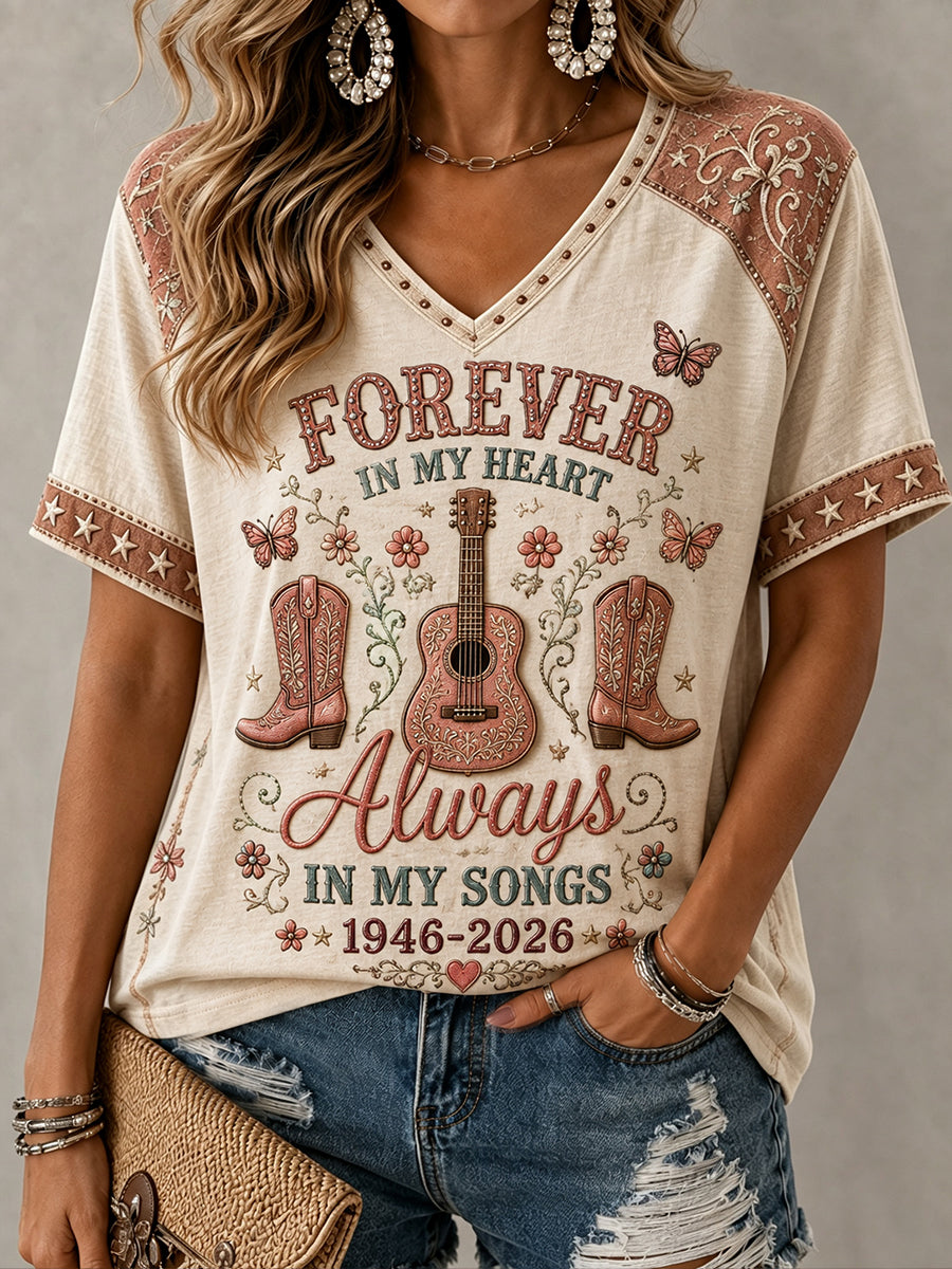 Women's Classic Country Music Lover Memorial Short-sleeved T-shirt