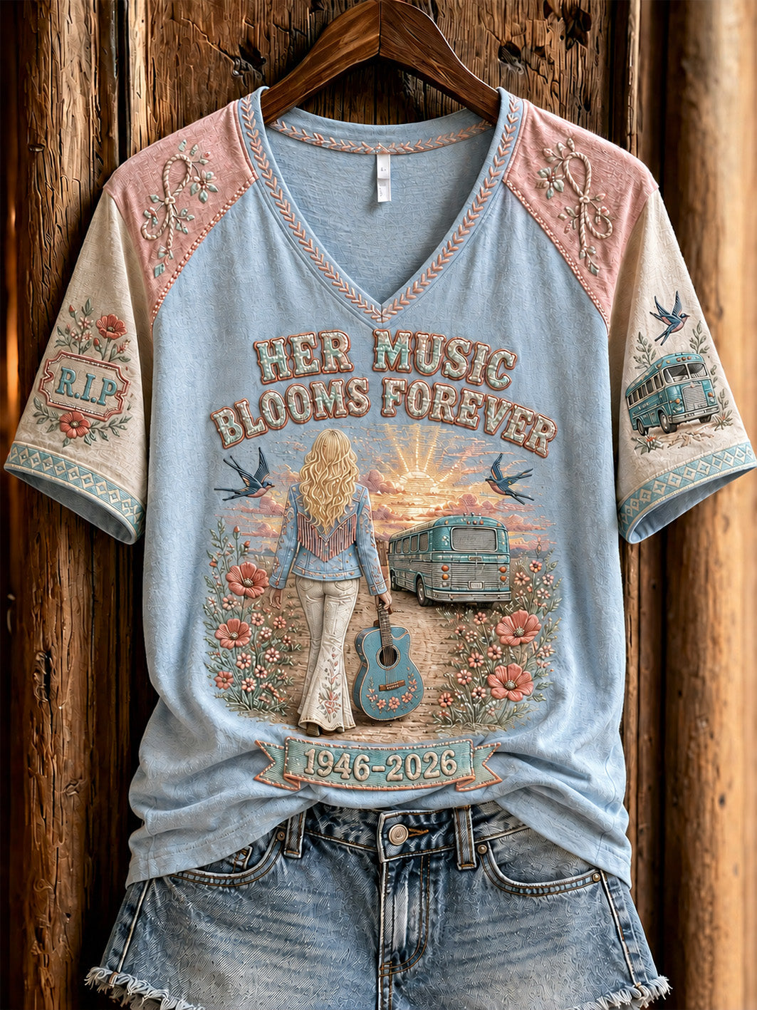 Women's Country Music Legend Tribute Casual Memorial Short Sleeve T-Shirt