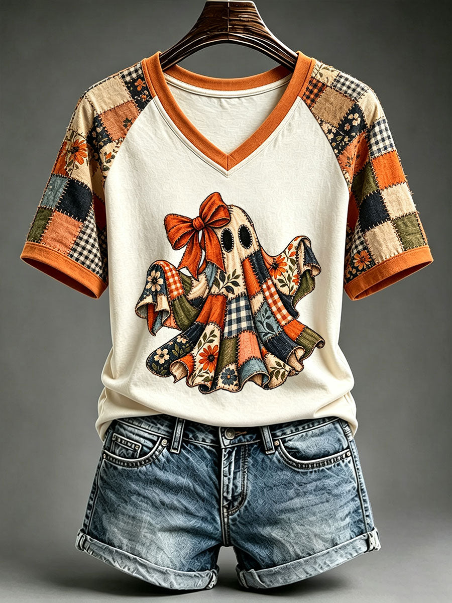 Women's Ghost Patchwork Art T-shirt