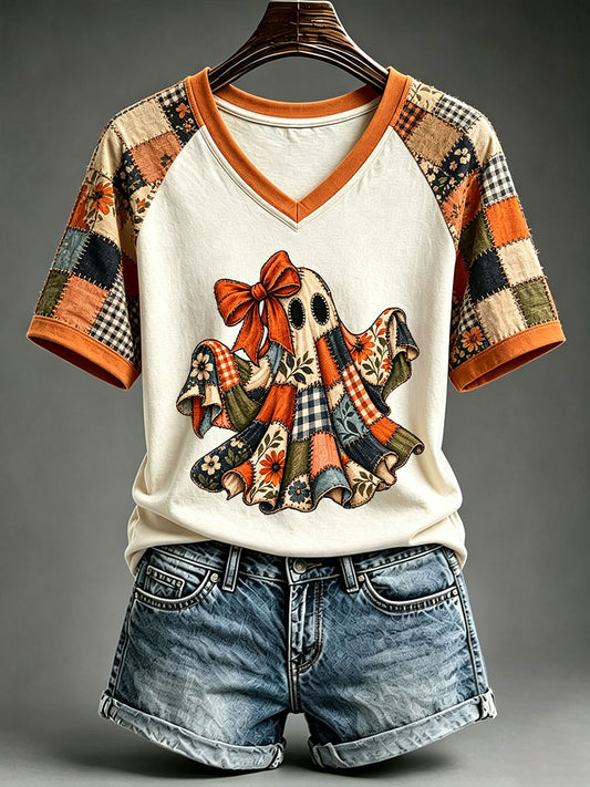 Women's Ghost Patchwork Art T-shirt
