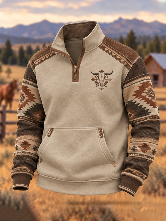 Men's Western-style print Zip-Up Hoodie
