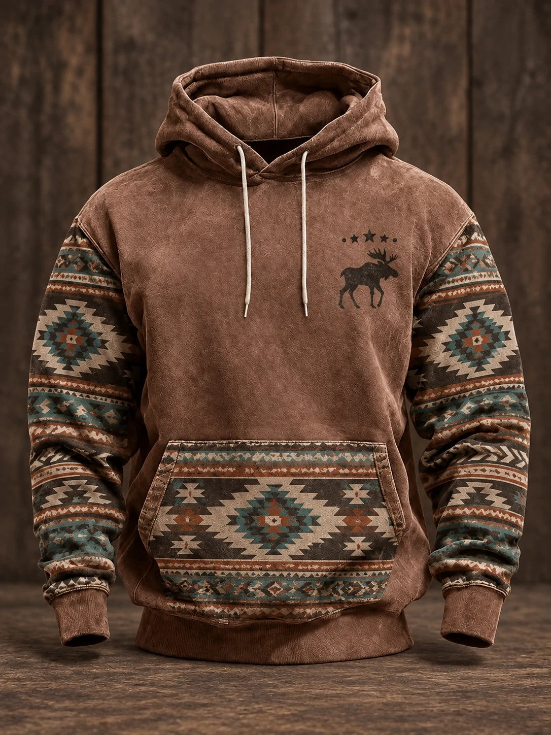 Men's Retro Western Printed Hoodie