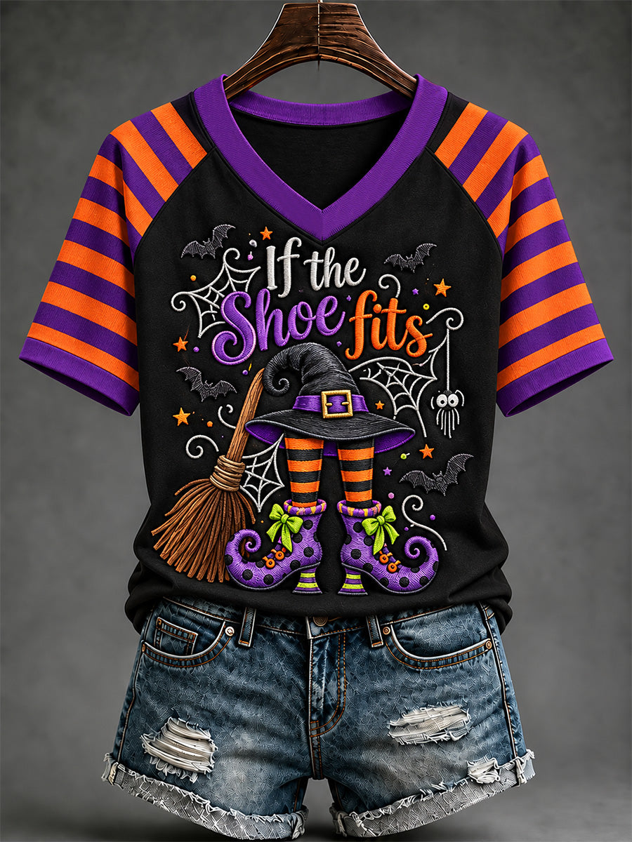 Women's If The Shoes Fits Print V-Neck Tee