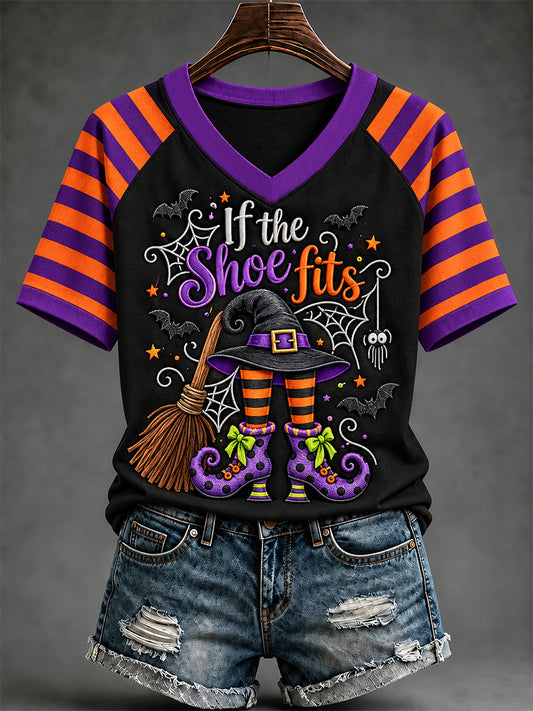 Women's If The Shoes Fits Print V-Neck Tee